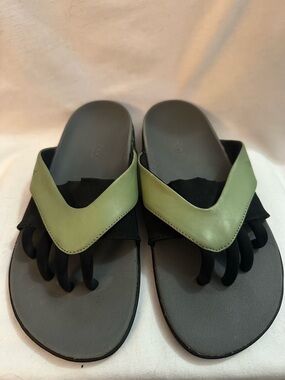 Wellrox Reflexology Sandals Womens Size 10 Green Black Orthopedic Toe Post